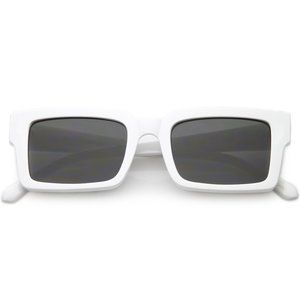 Rare ZeroUV White Retro Modern Square Flat Lens Flat Top Sunglasses C732